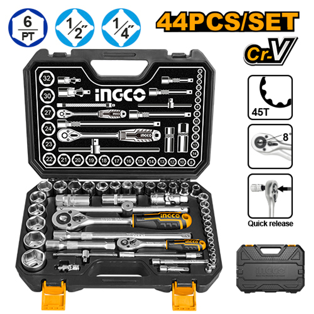 Набор головок с трещоткой 44 предметов INDUSTRIAL