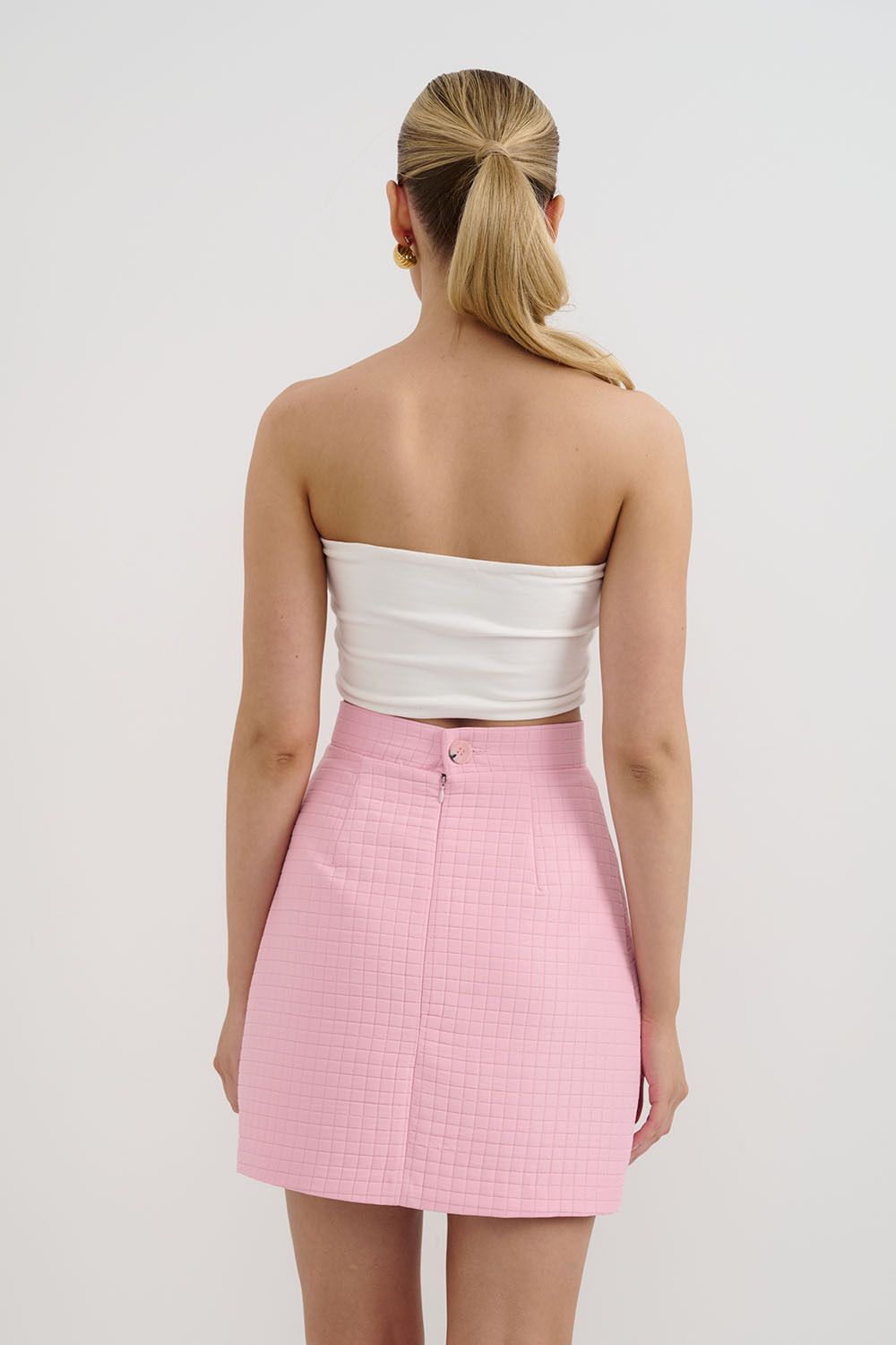 Юбка мини со стежкой розового цвета