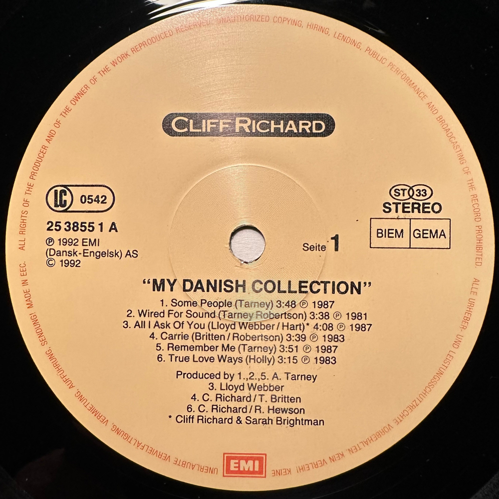 Cliff Richard - My Danish Collection 2LP (Европа 1992г.)