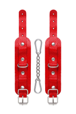 Красные кожаные наручники-браслеты со скруглёнными углами