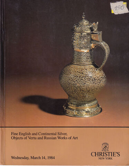 Каталог аукциона Christie's, Нью-Йорк, Английское и европейское серебро, объекты роскоши и русское искусство от 14 марта 1984 года