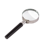 Лупа Alingar, 50 мм, 4-х кратное увеличение, металл. ободок, пластиковый держатель, картонная упаковка