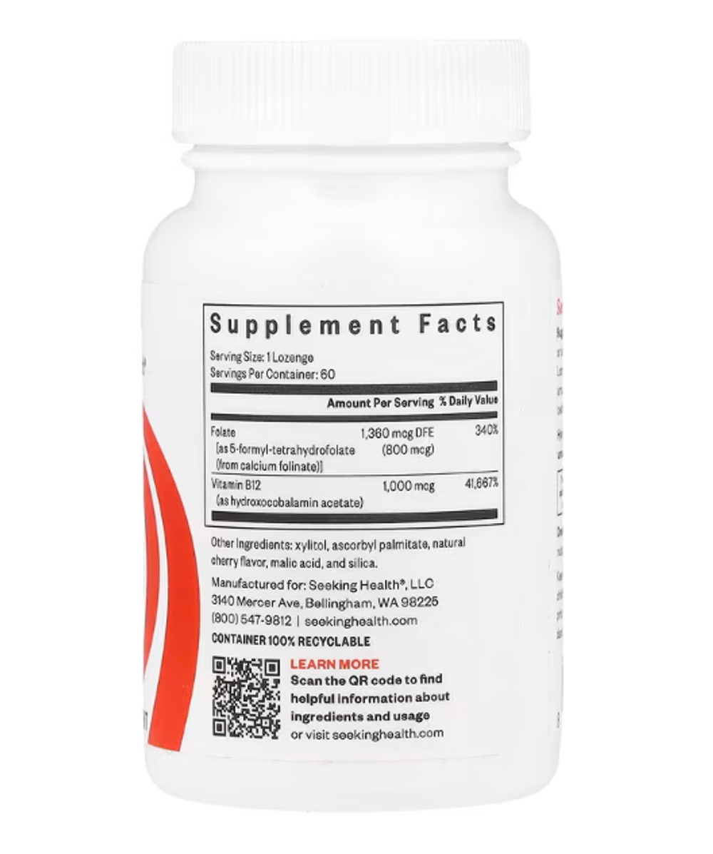 Seeking Health Hydroxo B12 with Folinic Acid 60 lozenges.