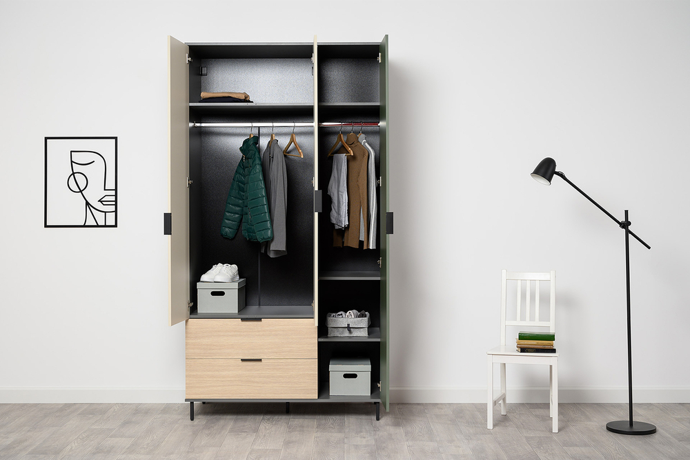 Шкаф Марвэл 16.317.03, Темно-серый, Сатин, Плэйн, Зеленый