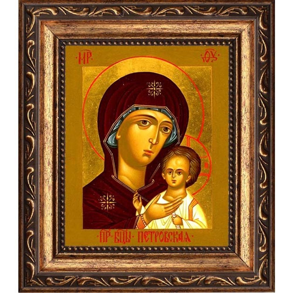 Петровская икона божьей матери на холсте.