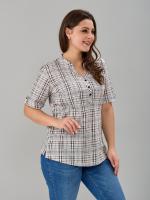 Блузка БЛ-122/клетка-рогожкаперсик