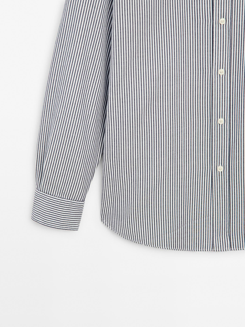 Massimo Dutti РУБАШКА КЛАССИЧЕСКОГО КРОЯ ИЗ ХЛОПКА В ПОЛОСКУ, СИНИЙ