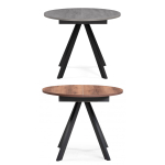 Стол деревянный Woodville Трейси 90(120)х90х75 дуб делано темный, черный, ножки черные