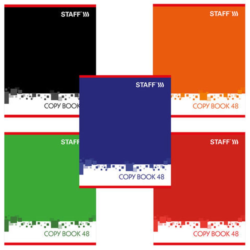 Тетрадь А5, 48 л., STAFF, клетка, офсет №2 ЭКОНОМ, обложка картон, "ОФИС", 402783