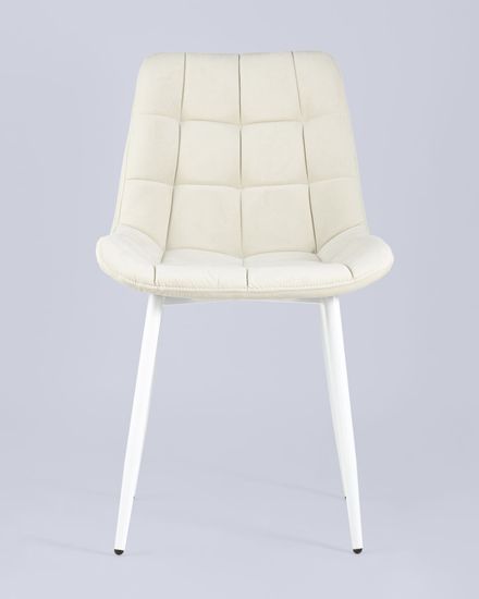 Стул Флекс велюр светло-бежевый белые ножки
