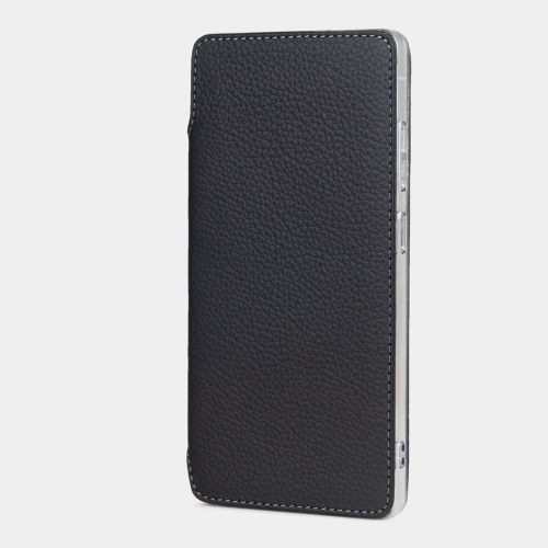 Чехол-книжка для Samsung Galaxy S25 Ultra из кожи теленка, черного цвета