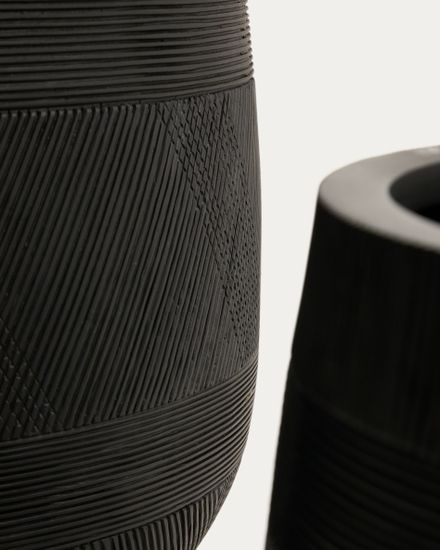 Набор из двух черных кашпо Tival с эффектом цемента, диаметр 50 см/34 см