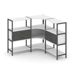 Shelf System Трехсекционный угловой стеллаж трехярусный с ящиками SN.STMU-331 Белый/Антрацит/Металл