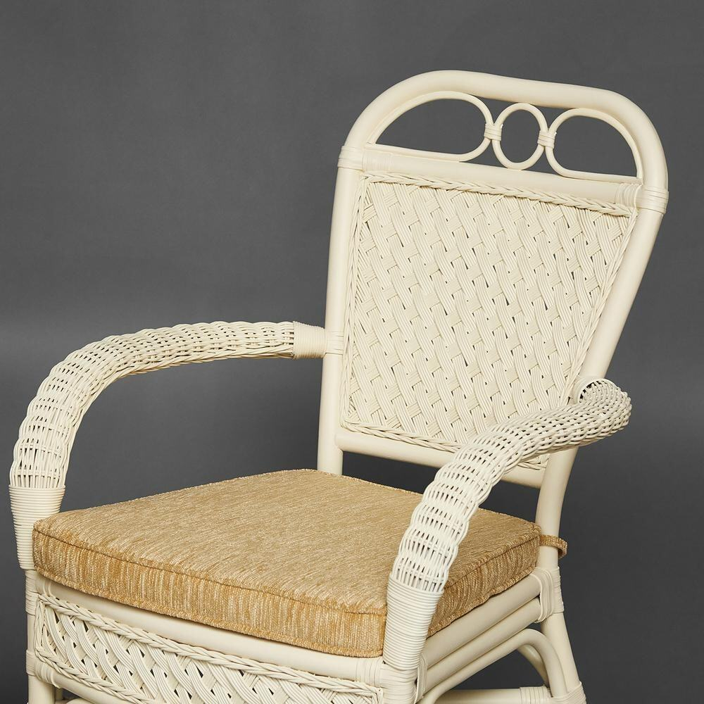 Комплект террасный ANDREA (стол кофейный со стеклом + 2 кресла + подушки) ротанг, 64х67х92см / D60х55, TCH White (белый)