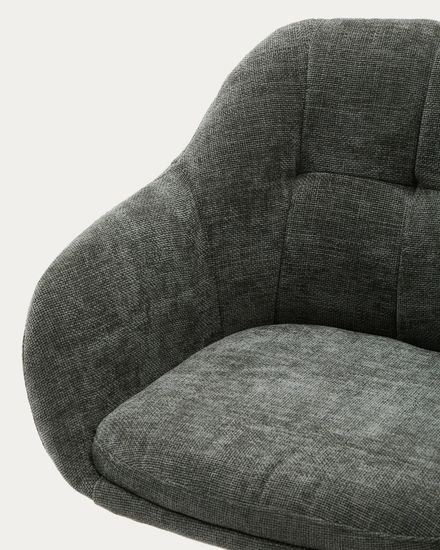 Dorina Вращающееся кресло из зеленого шенилла и стальными зелеными ножками Испания 