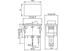 Клавишный выключатель REXANT 250v 6а (2с) on-off черный mini (rwb-201, sc-768) 36-2110