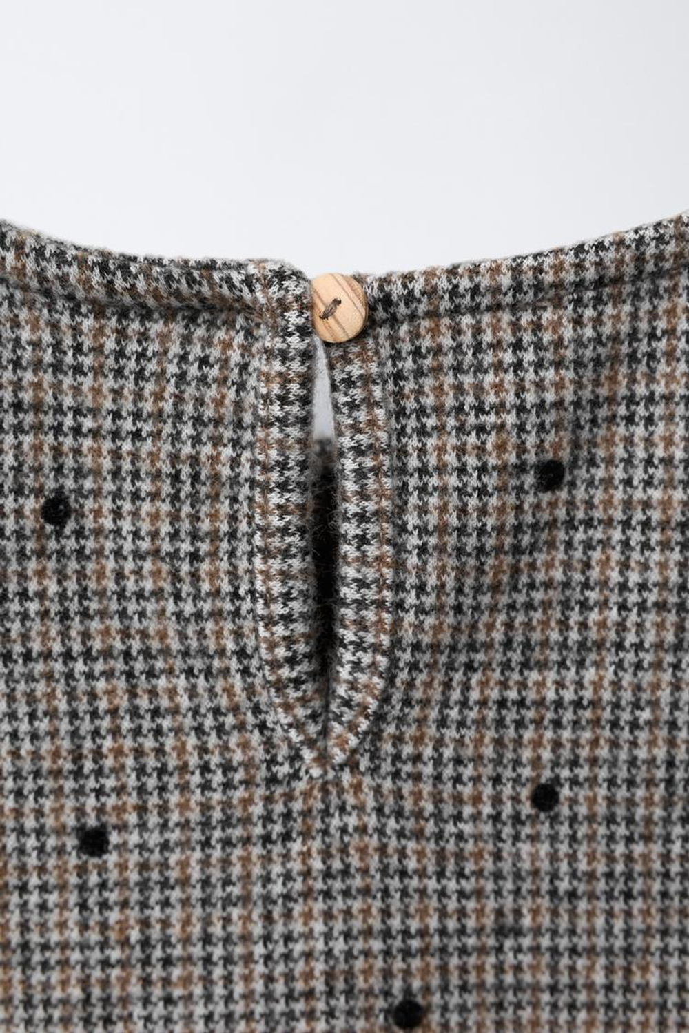 ZARA ПЛАТЬЕ ИЗ ТКАНИ «ГУСИНАЯ ЛАПКА» С БАРХАТНЫМИ БАНТАМИ, РЫЖЕВАТО-КОРИЧНЕВЫЙ