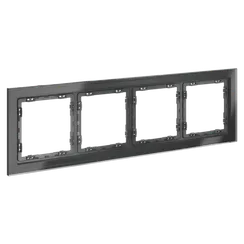 Рамка стеклянная VOLTUM S70 на 4 поста, (графит, стекло) vls110407