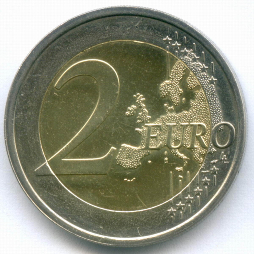 2 евро 2013 год. Финляндия. 125 лет со дня рождения Франса Эмиля Силланпяя. Биметалл XF-AU