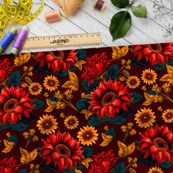 Ткань шифон подсолнухи и подсолнечное поле