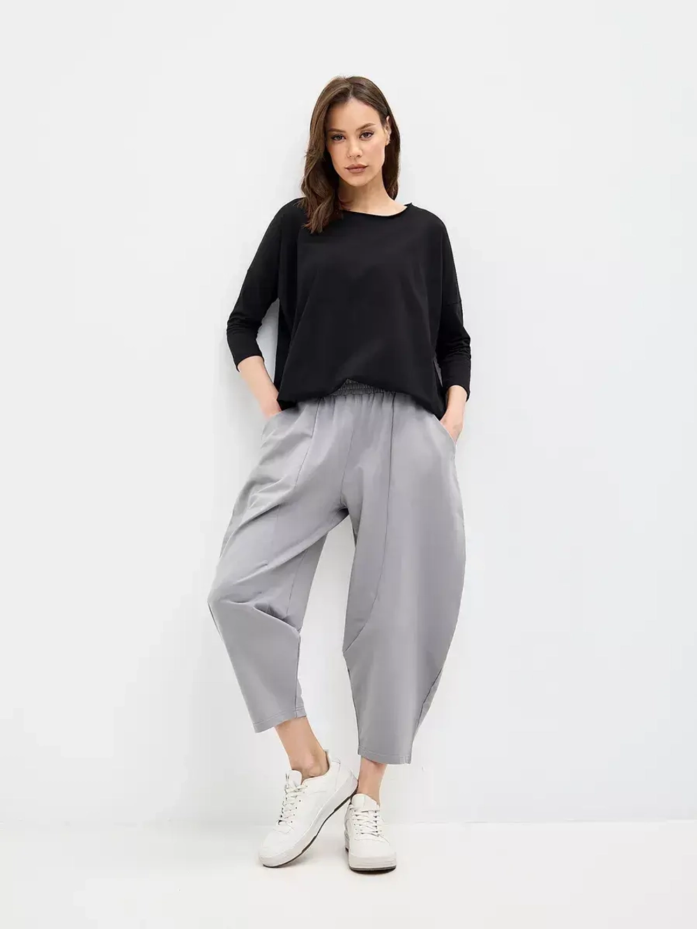 Штаны бананы оверсайз широкие серый