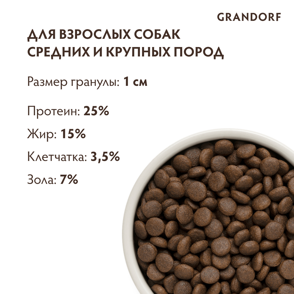 Сухой корм GRANDORF для собак средних и крупных пород Кролик с индейкой