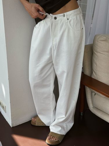 Белые широкие джинсы-трансформеры на кулиске