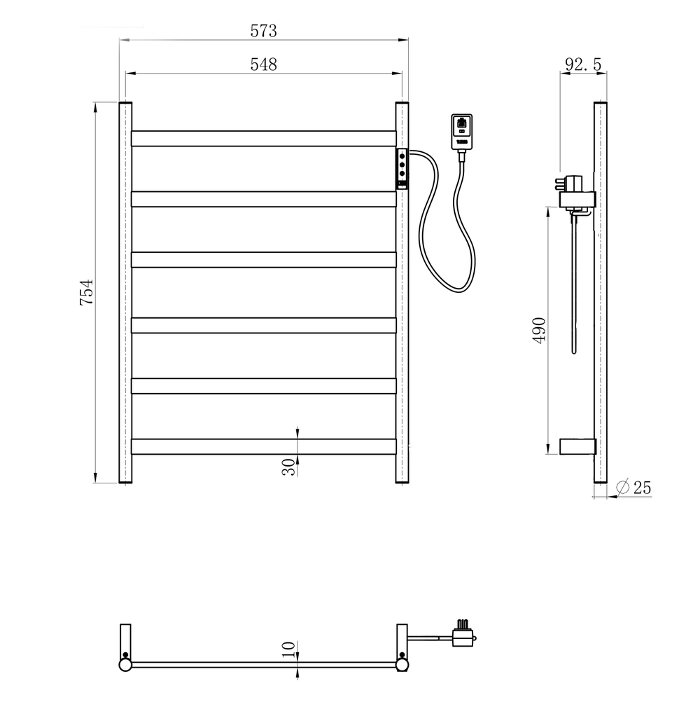 Полотенцесушитель электрический WONZON & WOGHAND ESSEN, Черный матовый (WW-A405-MB)