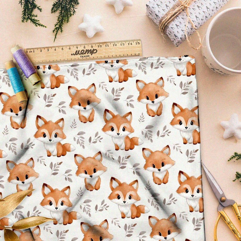 Ткань Барби забавные лисята