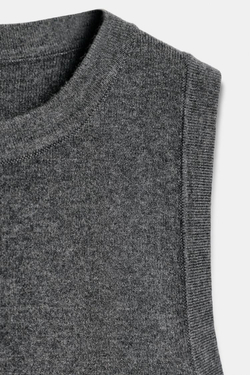 ZARA БАЗОВЫЙ ТРИКОТАЖНЫЙ ТОП, СЕРЫЙ МЕЛАНЖ