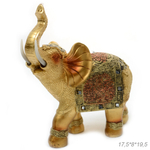 Статуэтка Слон взгляд вправо с зеркалами кристалл круг узор коричневый цвет золотистый 17.5x8x19.5 см