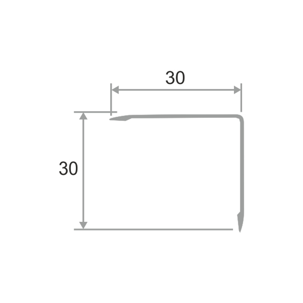 Алюминиевый угол без отверстий ПН-30х30 2700 мм