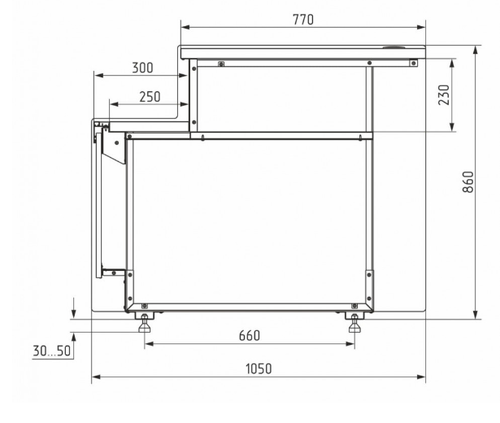 Неохлаждаемый прилавок CARBOMA BAVARIA 3 GC111 N 0,9-7 газлифт без боковин