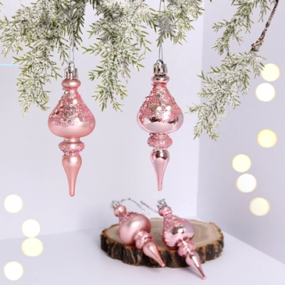 Елочные украшения «Glamour» 10 см (набор 4 шт), Розовое золото