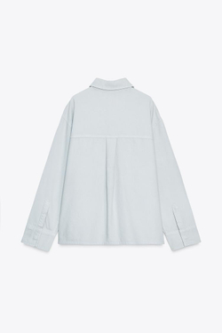 ZARA КУРТКА-РУБАШКА С КАРМАНАМИ — ZW COLLECTION, ГОЛУБОЙ