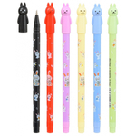 Ручка шариковая, масляная, Basir, цветные чернила, цветной корпус с фигуркой зайчика, набор 6 шт