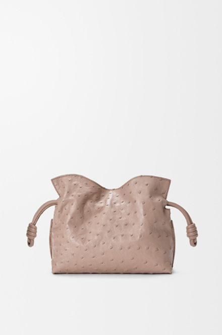 Loewe Мини-клатч Flamenco из страусиной кожи, серо-коричневый