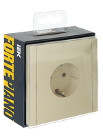 FORTE&PIANO Розетка 1-местная с заземлением с защитными шторками безвинтовое крепление 16А FP413 ваниль IEK