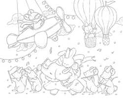 [Vol.8] Midnight tea party of stuffed animals. Coloring Book