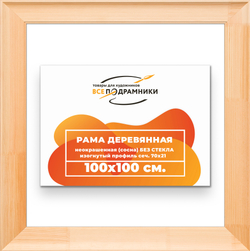 Деревянная рама 100x100 для картин на подрамнике сеч. 71x28