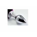 Серебряный анальный плаг с фиолетовым хвостиком