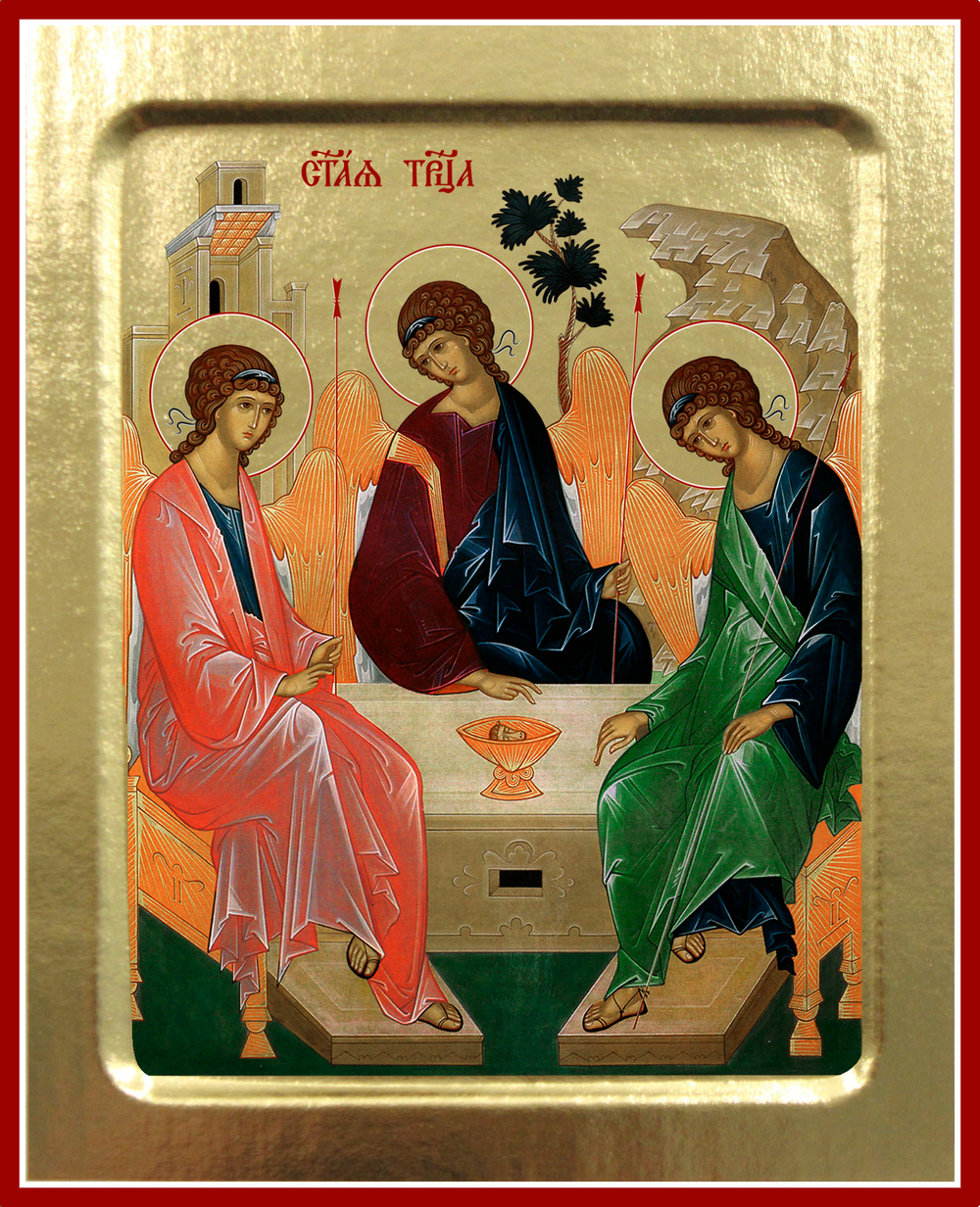 Икона Святой Троицы цветная, на дереве: 125 х 160 (Синопсисъ)