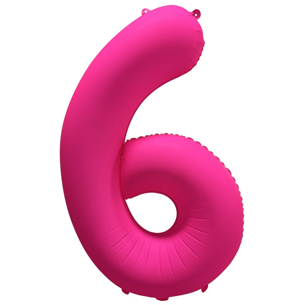 Шар фольгированный Цифра 6 101 см (Фуксия)