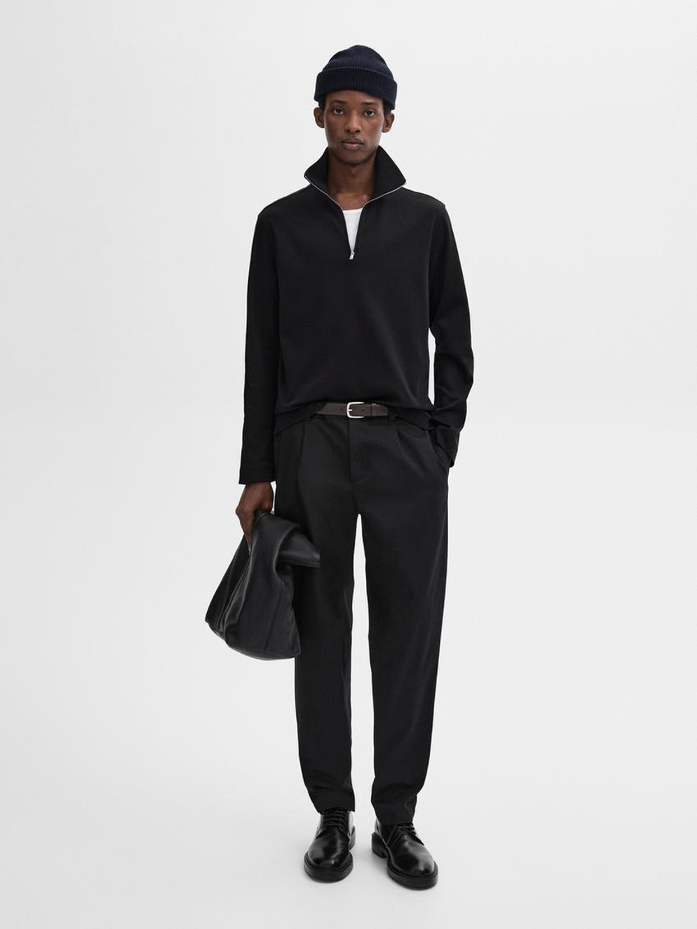 Massimo Dutti Свитер из трикотажа с воротником-стойкой, темно-синий