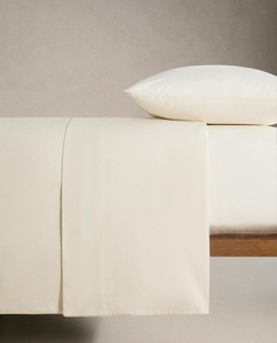 ZARA HOME (200 НИТЕЙ) НАТЯЖНАЯ ПРОСТЫНЯ ИЗ ХЛОПКА ПЕРКАЛЬ, ВАНИЛЬНЫЙ