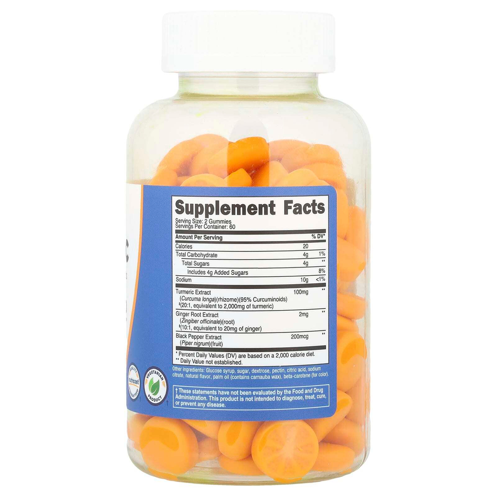 Nutricost, Жевательные мармеладки с куркумой, цитрусовые, 120 жевательных таблеток