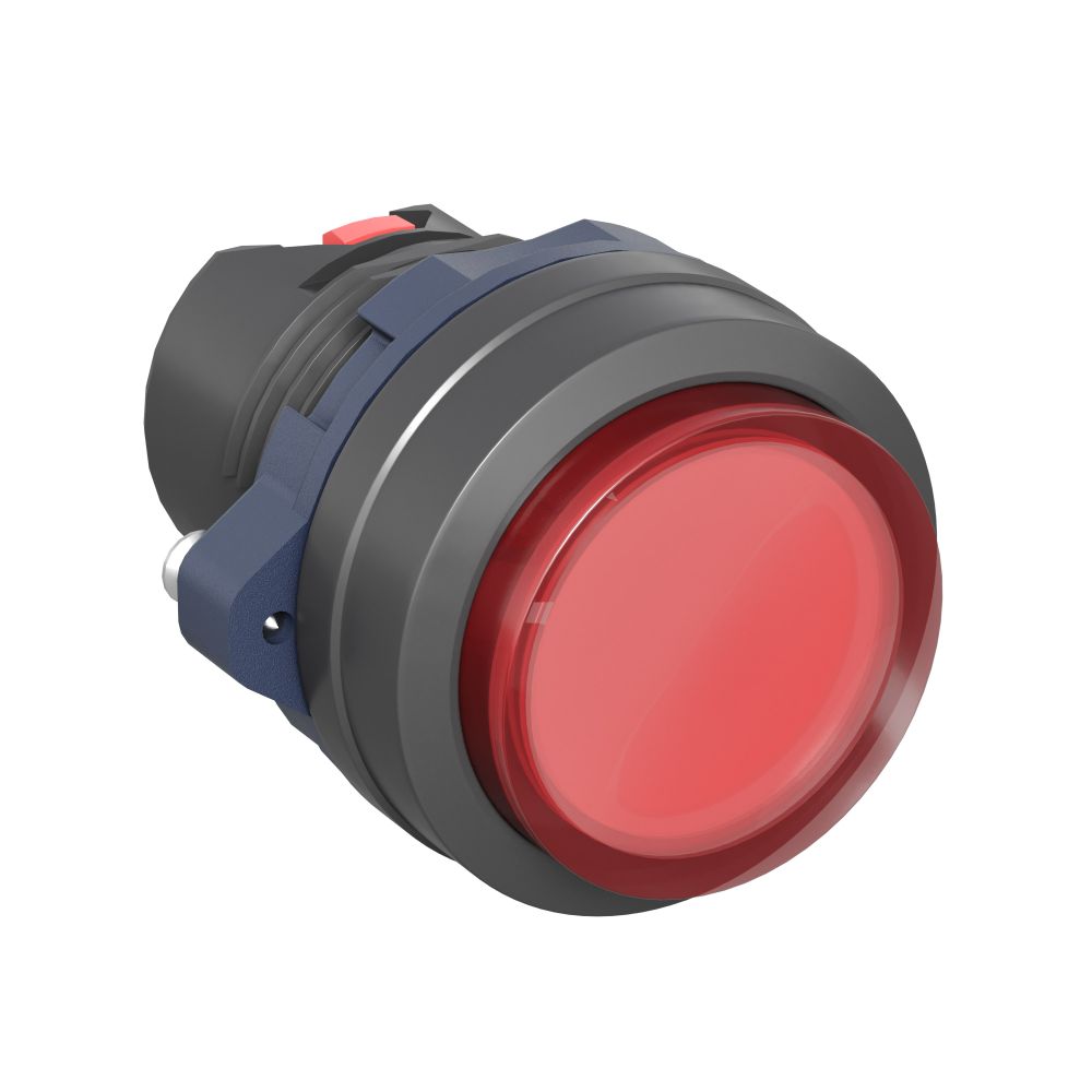 Головка кнопки выпуклая прозрачная с фиксацией, красная