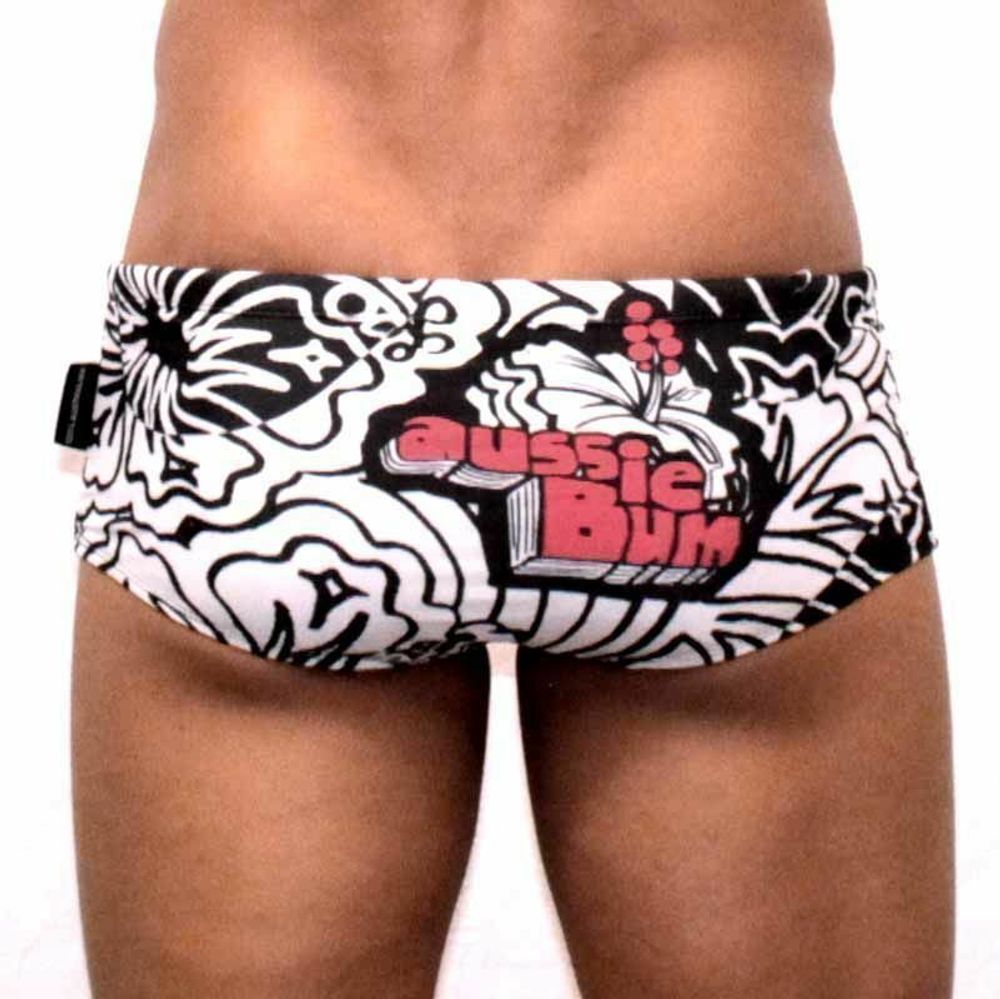 Мужские плавки хипсы белые с рисунком Aussiebum Men&#39;s Hip Swimwear