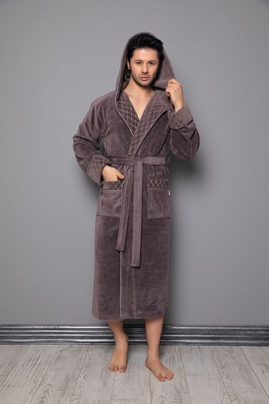 Мужской велюровый халат с капюшоном 1260 Nusa