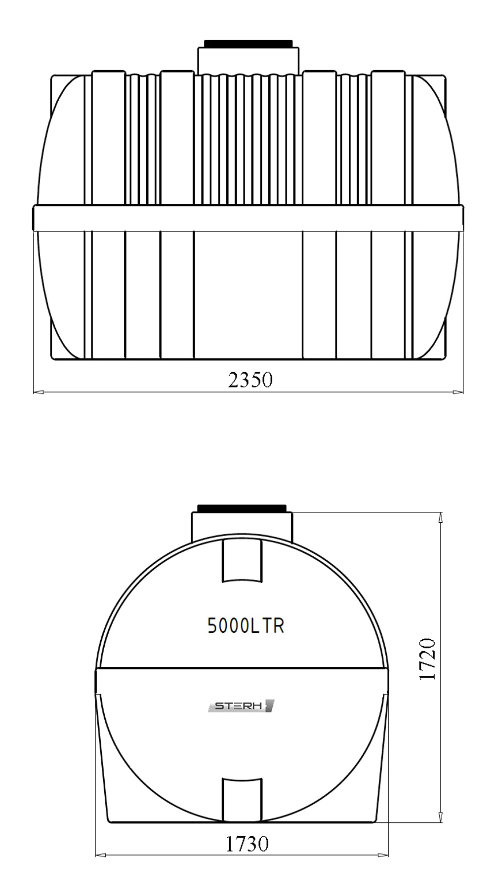 Ёмкость пластиковая пищевая STERH GOR Y 5000 л. горизонтальная усиленная (235x173x172см;синий) - арт.555070